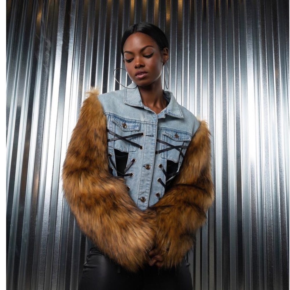 Azalea Wang Denim Statement Jacket - image 1